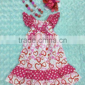 2015 new heart valentine dress with matching necklace and headband set