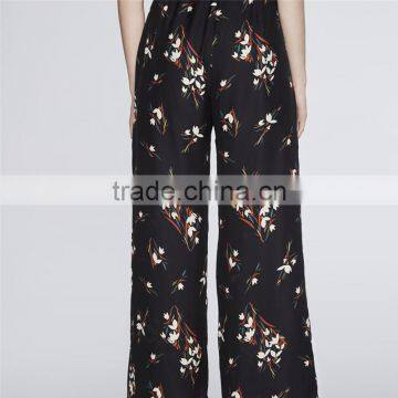 Chic Ropa Mujer Floral Wide Legs Shape Print Black Dressy Pants Outfits photo-4