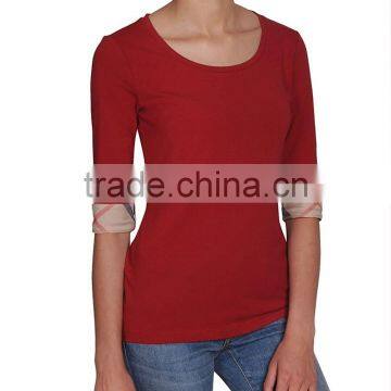 Women's Fashion 100% Cotton Half Sleeve Red Tee photo-5
