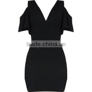 Summer for women 2017 new design deep V-neck balck tight off shoulder sexy dress