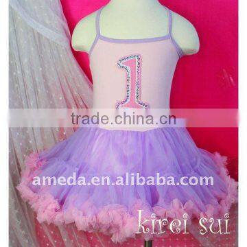 1st - 6th Birthday Lavender Light Pink Standard Pettidress One Piece 1-6Y TD14A6
