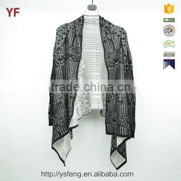 New Jacquard Sweater Design Women Fashion Winter Poncho Coats