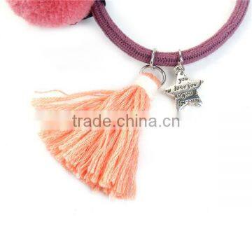 Tassel Watermelon Red Pom Ball Pattern Wool Elastic Hair Ties photo-2