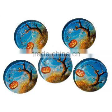 Glass Dome Seals Cabochons Round Flatback Multicolor Halloween Pumpkin Tree Pattern Transparent 20mm Dia