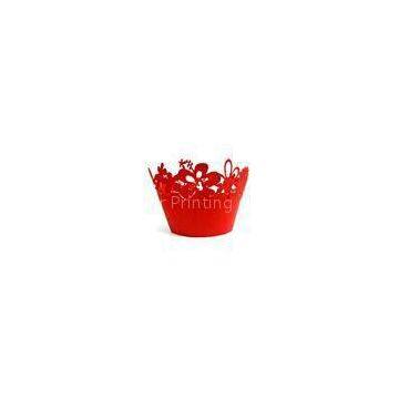 Pantone Color Red Floral Laser Cut Decorative Cupcake Wrappers for wedding centerpieces