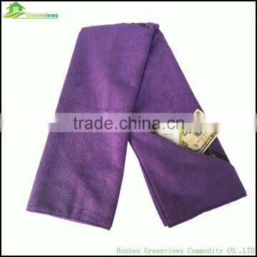 Wholesale gym towel with zip pocket microfiber sports towel embroidered microfiber towels wholesale