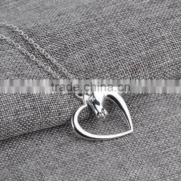 Horse Heart Horse's Head Pendant Necklace Mares Necklace Silver Horse Heart in Love Charm photo-2