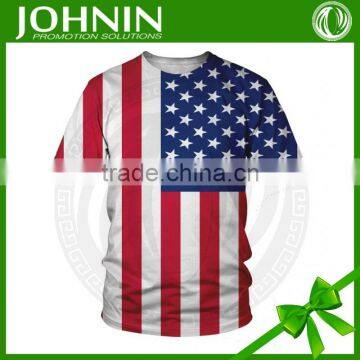 Cotton or Polyester Jersey style Men Custom American Flag Pattern T shirt