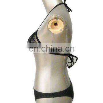 Black Eyelash Lace Sheer Cage Strappy Bra Lingerie For Women