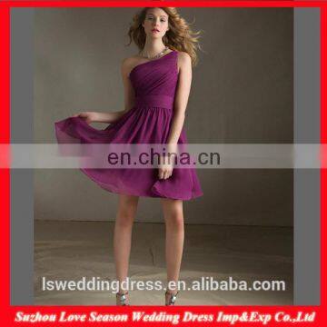 HC 4282 The Whole Sale A Line Sleeveless Purple One Shoulder Dresses For Chubby
