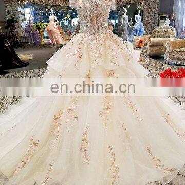 LS00293 off Shoulder Flower Afghan Wedding Dress Styles Lace up Mother of the Bride Beach Wedding Dress photo-3