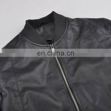 Latest Spring Thin Padded Handsome PU Leather Men Baseball Jacket photo-4