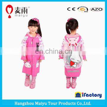 long pvc hooded kid rain suit with sleeves