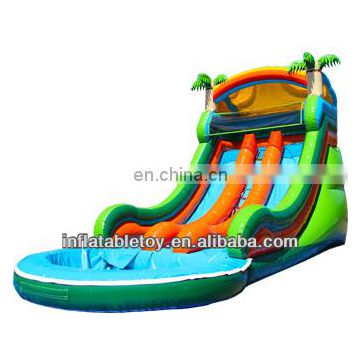 2014 New Front Load Double Lane Inflatable Slide, Inflatable Water Slide with Pool