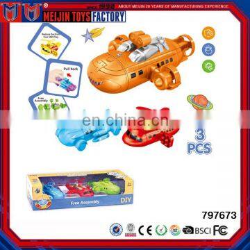 Hot sale intelligent toy DIY pull back assembly ship toy for kids