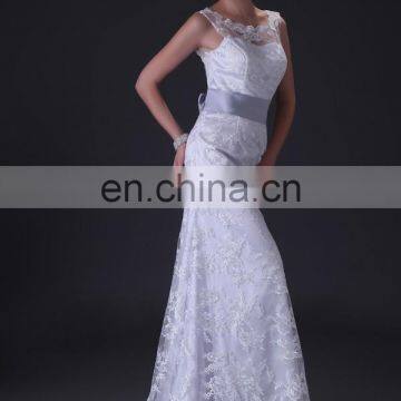Grace Karin Sleeveless Off- Shoulder Long White Lace Wedding Dress CL3821 photo-2