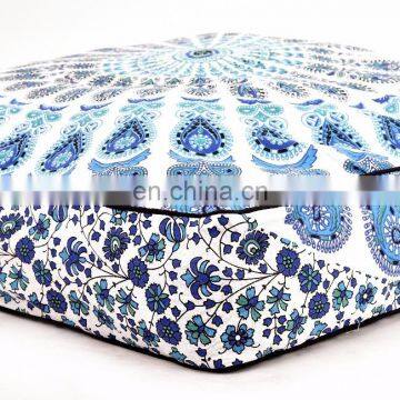 Dog Bed Cover Indian Handmade Square Cushion Cover Ottoman Pouf 35*35" Ombre Mandala Floor Pillow Cover Meditation Pillow Case