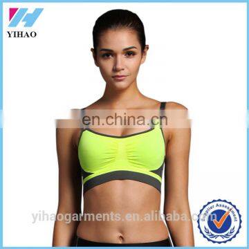 YIHAO Women Sports Bra Padded Wireless Micro Gather Fit Running Gym Abort Sweat Quick Drying Short Tank Top Sport Bra