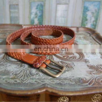 Brown Leather Braided Belt