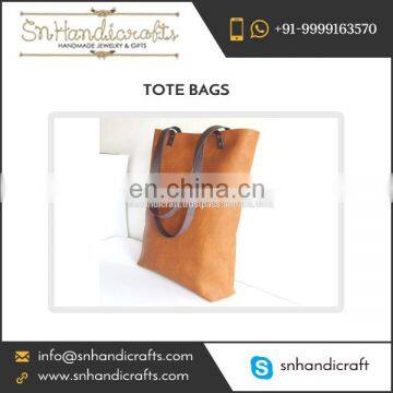 Tan Color Genuine Leather Tote Bag for Wholesale Buyers