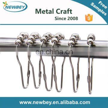 Footprint metal shower curtain hook with roller beads for bathroom