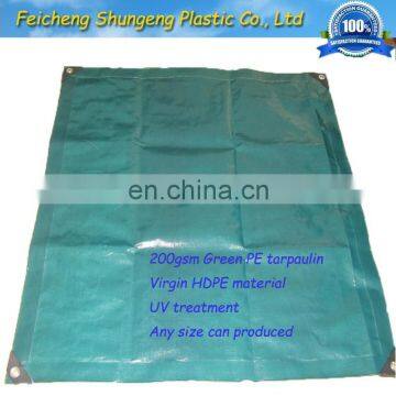 Green PE Tarpaulin 200 g/sqm with 3% anti UV treatment double coated