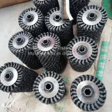 Hex-pipe Twisted Wire Wheel Brush Roll 125mm Diameter photo-3