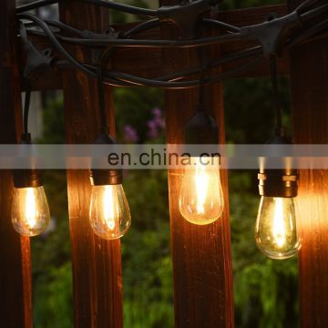 IP65 Outdoor Waterproof strings with hanging E26 E27 sockets black outdoor decorative string lights