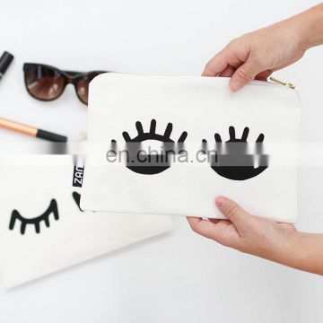 Hot sale simple cotton canvas eyelash gift bag make up purse or pouch