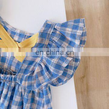 A0278# Summer Toddler Dress Kids Baby Girls Dress Kids Backless Plaid Dress Girls Clothes