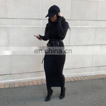 LAITE D2197 Autumn&winter Solid Color Women Casual Dresses Ladies Fashion Bodycon Sexy Dresses photo-3