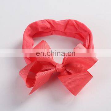 23Colors 5inch Baby Solid Headband Girls Soft Headwear With Silk Ribbon Bow
