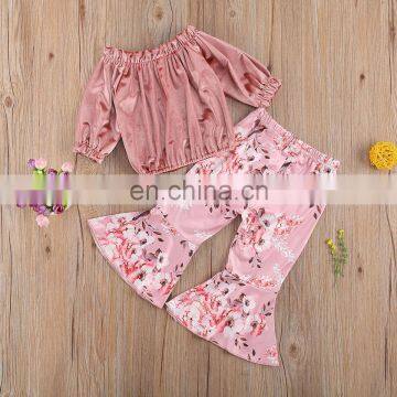 Thanksgiving Day Christmas Baby Girl Clothing Set Autumn Kids 2PCS Outfit Toddler Tops + Bell-bottomed Trousers Set 1-5T photo-3