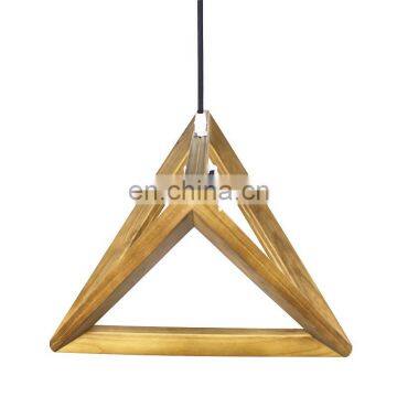 Classic Nordic Design Living Room Triangle Art Decorative Solid Wood LED Pendant Lamp photo-4