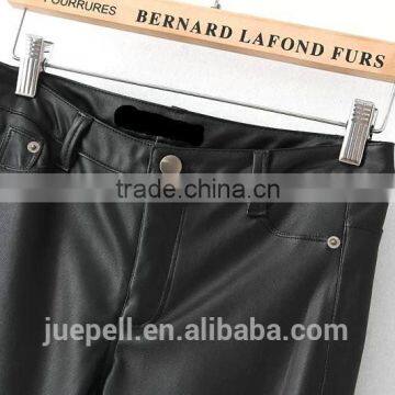 OEM Plus Size Clothing 2015 New Arrival Black Long Leather Pants for Women photo-6