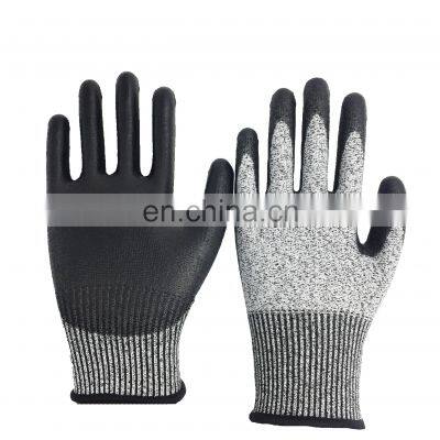 Wholesale New CE Certificate Grey PU Coated Gloves industriales laser cutting machine Cut Resistant Level 5