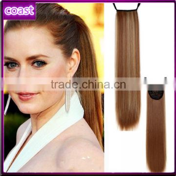 stars straight brown synthetic hair band ponytail