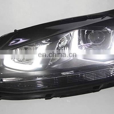 Modified RED LINE PROJECTOR LED BLACK Headlights Double U Angel Eyes Headlights Assembly for VW Golf 7 2014-2017 photo-4