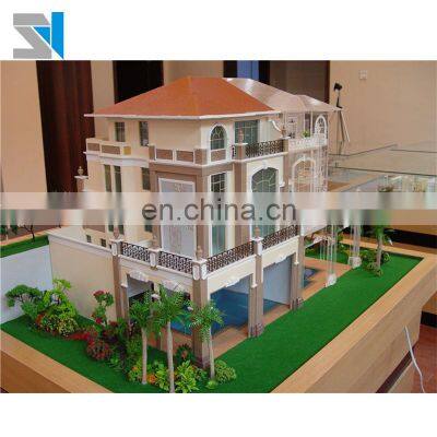 Miniature architecture model village with miniature tree, 3d rendering scale model maker