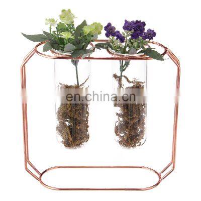 Modern Hanging Flowers Mini Plant Pot Indoor Flower Hydroponic Container Vase Metal Iron Flower Pot Stand