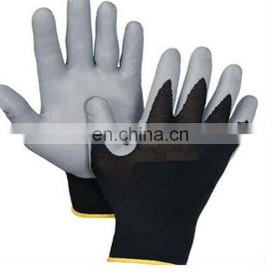 HYH127 Gray PU Palm Black Dip Nylon Shell Gloves