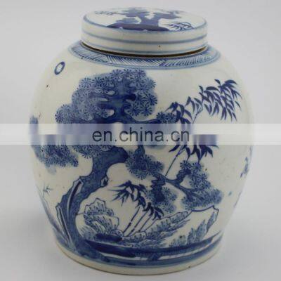 Antique porcelain blue and white painting vase jar