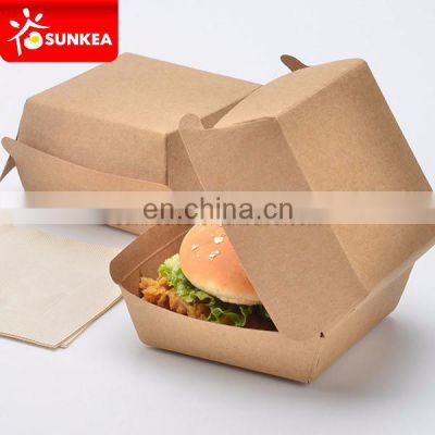 Custom Design Printed Cardboard Packing Kraft Paper Burger Box Food & Beverage Packaging Disposable UV Coating Varnishing Accept