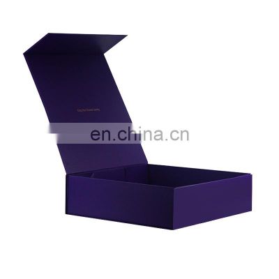 4 C printing with large size packaging box flip box with magnetic closure purple color box for clothing garment shoes packing