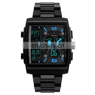 New Big Dial SKMEI 1274 Fashion Analog Digital Wristwatch for Men Sport Square Watch