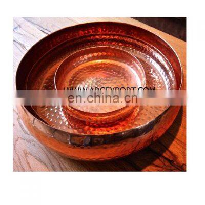 round big copper plated tray