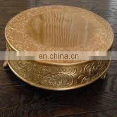 gold plated round fancy metal wedding cake stand