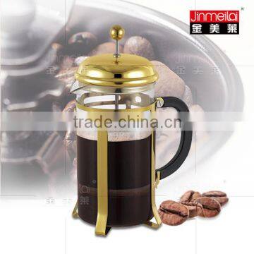 Glass Coffee Pot,coffee Plunger, Golden Plated Stainless Steel French Press photo-2