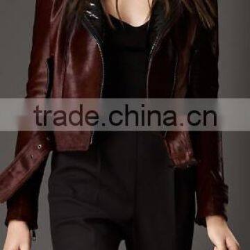 Glossy Calfskin Biker Jacket for Lady