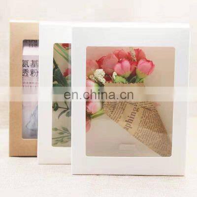 Wholesale Cheap Window Flower Gift Packing Paper Box Transparent PVC Window Plain White Paper Box photo-2